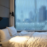 Frosted glass window vinyl sticker designed for privacy and elegance in a modern bedroom setting.