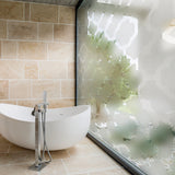 Stylish frosted door film privacy vinyl decal on glass in a modern bathroom, enhancing privacy and aesthetics.