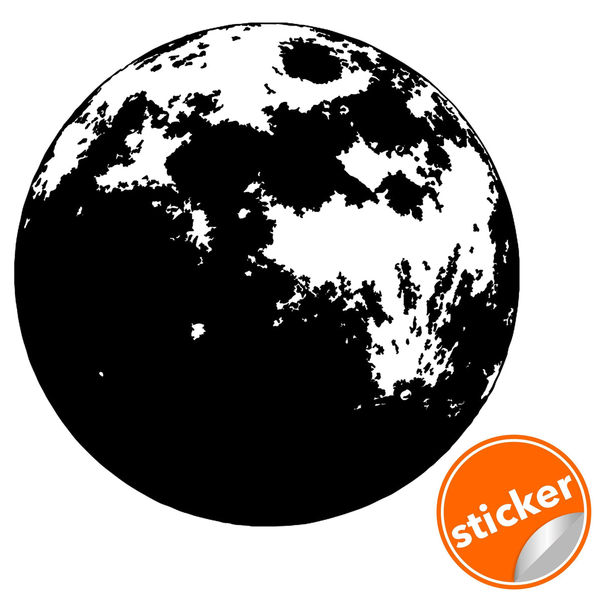 Black and white moon phase wall decor decal sticker for children's nursery or kids room.