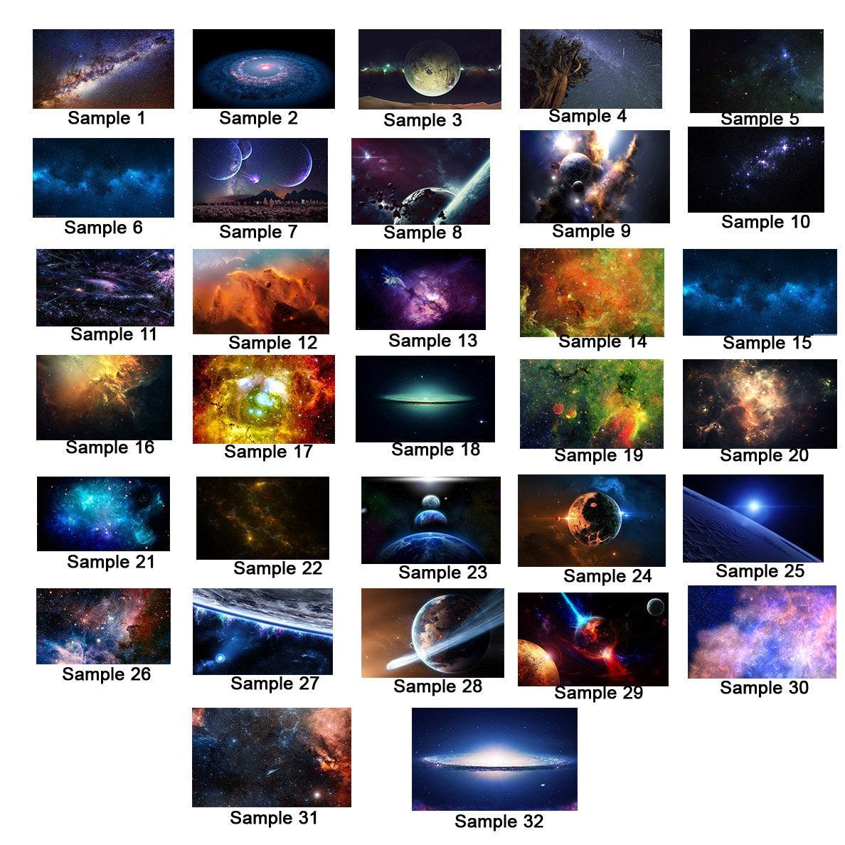 Collection of stunning space and galaxy images showcasing planets, stars, and cosmic scenery for decor inspiration.