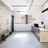 Teamwork wall sticker with motivational words in modern office setting, inspiring collaboration and productivity.