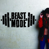 Fitness gym wall decal with 'Beast Mode' inspirational quote.
