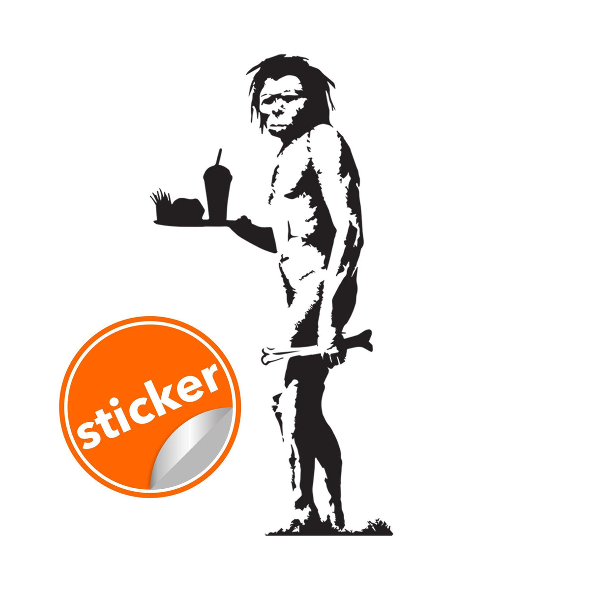 Caveman street art vinyl wall sticker.