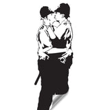 Police kissing vinyl wall decal with two officers.