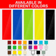 Vinyl removable letter stickers available in colors including red, blue, yellow, and black.
