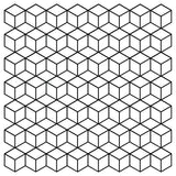 Pattern of overlapping geometric hexagons in black and white.