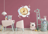 Baby nursery wall sticker featuring a sleeping fox in clouds.