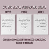 Custom quote poster layout options showing personalized designs and text orientation choices for wall decor.