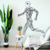 Mens body silhouette wall decal of a running figure.