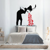 Love Sick Girl wall decal with red hearts displayed in a modern bedroom.