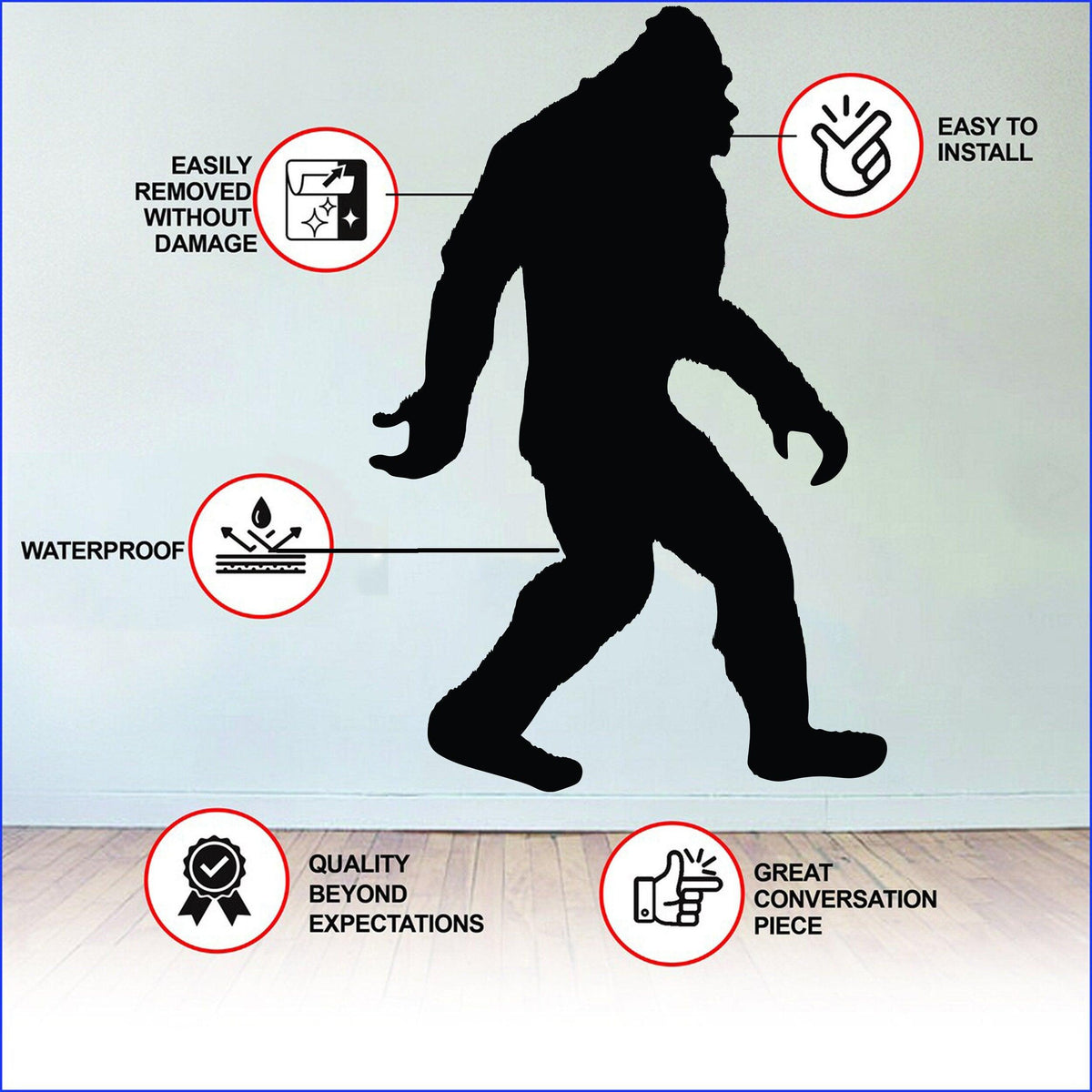 Bigfoot vinyl wall decal features.