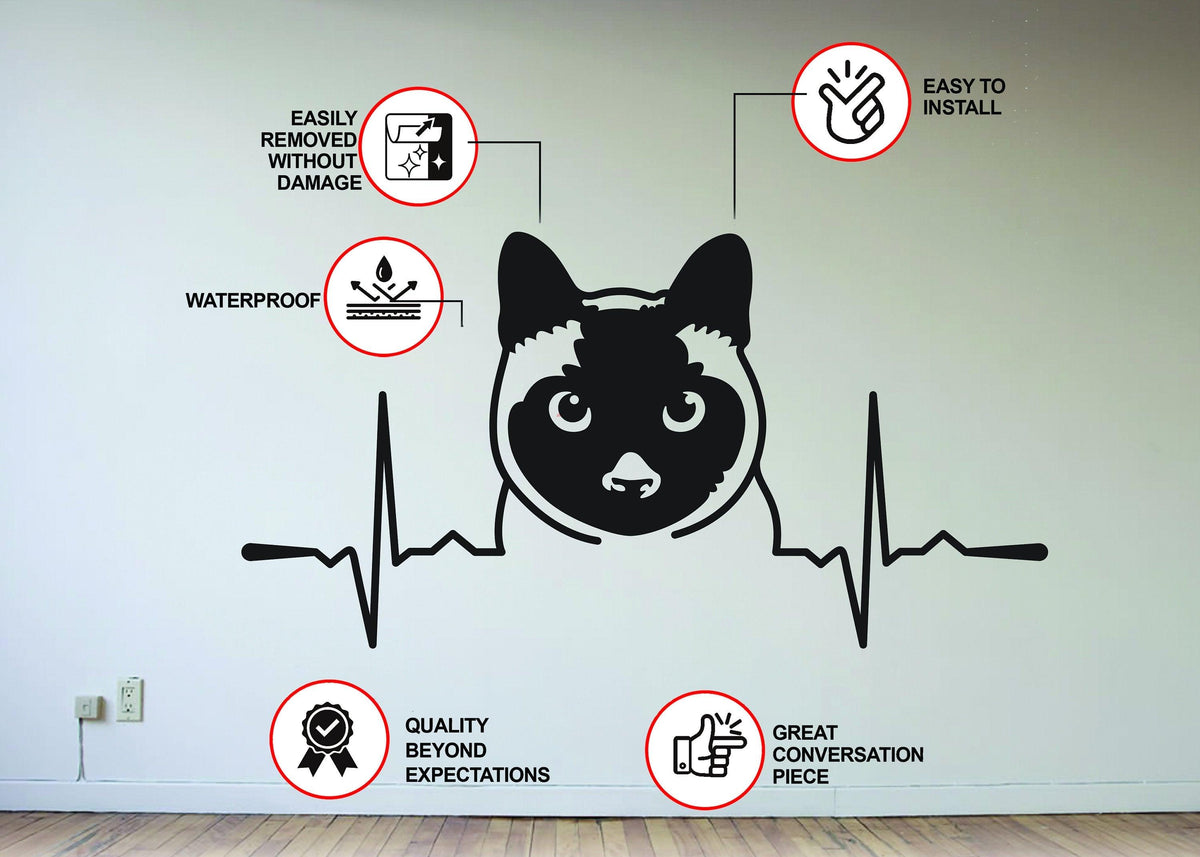 Siamese cat wall sticker with benefits; easily removable.