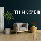 Настенная наклейка THINK BIG над креслом в современном офисе.
