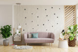 Elegant living room featuring creepy spider wall art decals for Halloween decor.