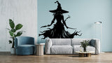 Knife-Wielding Warrior Witch Decal on a living room wall.