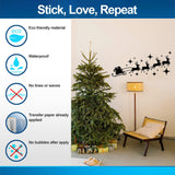 Product features graphic for the Santa sleigh and reindeer wall decal.