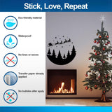 Circular Santa sleigh and deer wall decal with Christmas tree and fireplace decor.
