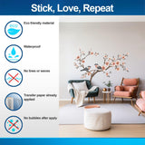 Tree with Blossom Flowers and Birds Wall Sticker displayed in a room setting.