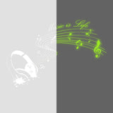 Наклейка с фразой Music Is Life и музыкальными нотами