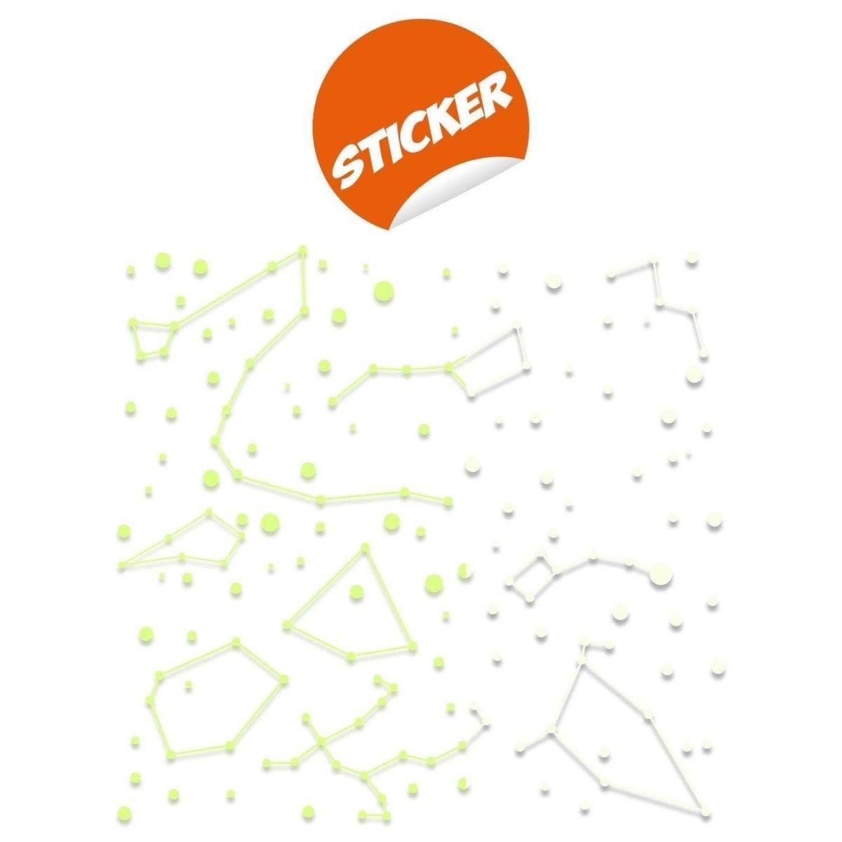 Glow-in-the-dark constellation and star stickers for ceiling decor.
