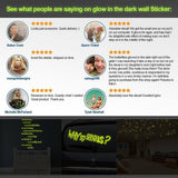 Customer review graphic for the glow-in-the-dark chemistry kitchen wall decal.